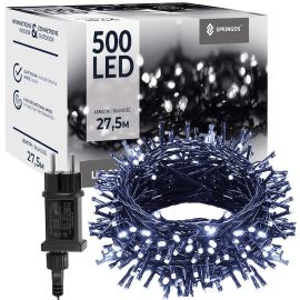 Коледни лампички за елха 500 LED студено бяло + студено бяла светкавица 27,5 м външно и вътрешно осветление CL0543